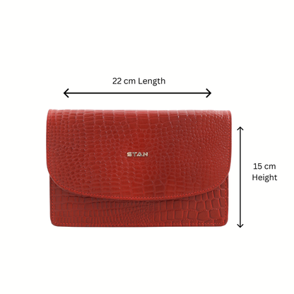 Isabella Clutch-cum-Sling Bag Info Size Brick Red