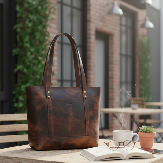 Aurelia Classic Full-Grain Leather Everyday Tote Bag