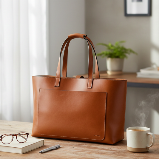 Nysa XL Full Grain Leather Everyday Tote Bag