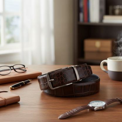 Croc Elite Combo for Men – Drake Croc Belt & Baron Croc Wallet
