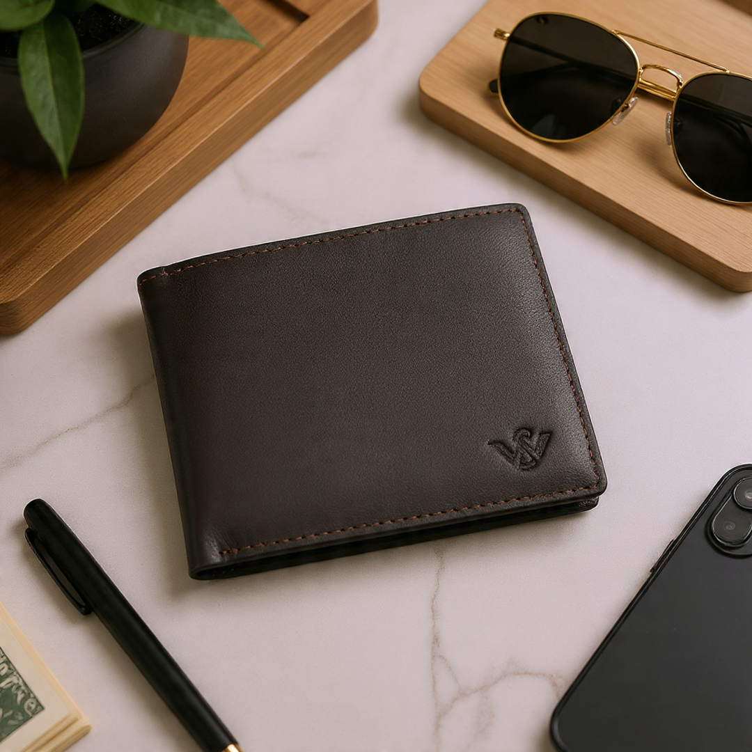 Ledger Leather Wallet & Forge Leather Belt Combo for Men (BROWN)