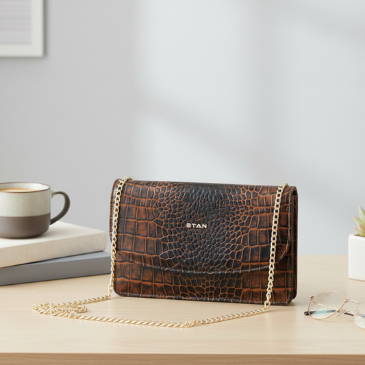 Isabella Elite Evening Clutch-cum-Sling Convertible Bag Hero Burnt Cognac