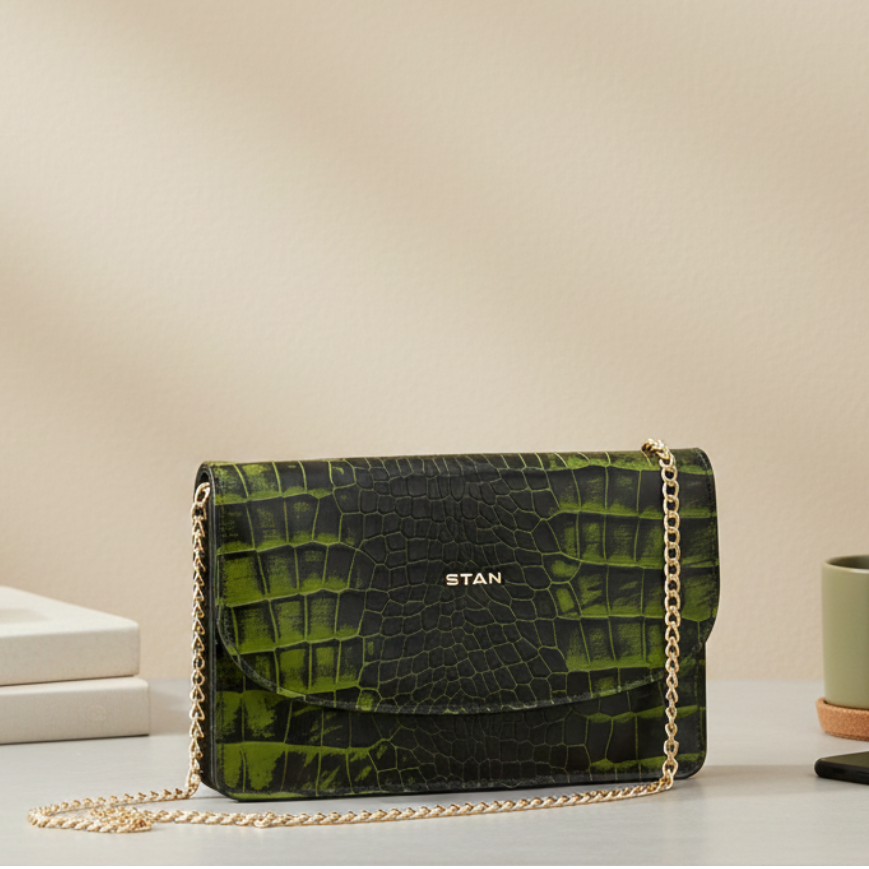 Isabella Elite Evening Clutch-cum-Sling Convertible Bag Hero Moss Green