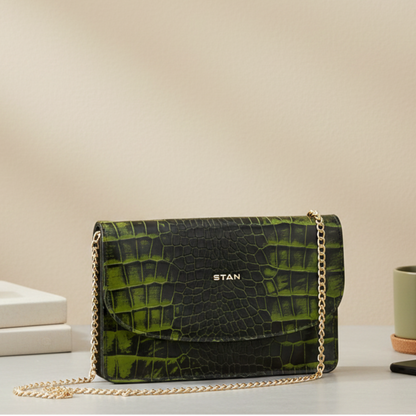 Isabella Elite Evening Clutch-cum-Sling Convertible Bag Hero Moss Green