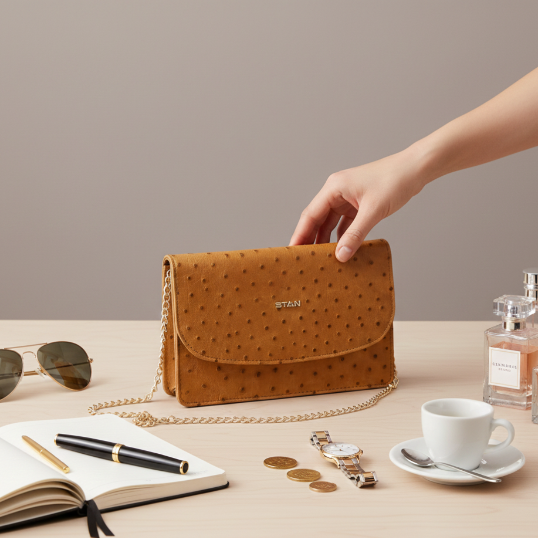 Isabella Elite Evening Clutch-cum-Sling Convertible Bag Hero Camel Tan