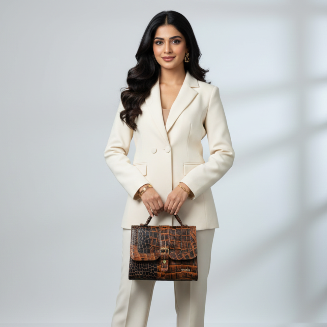 Jasmin Elite by STAN LEATHER Croc Leather Satchel