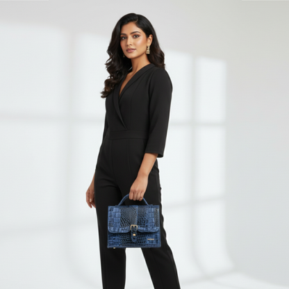 Jasmin Elite by STAN LEATHER Croc Leather Satchel