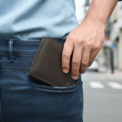 Ledger Leather Wallet & Forge Leather Belt Combo for Men (BROWN)