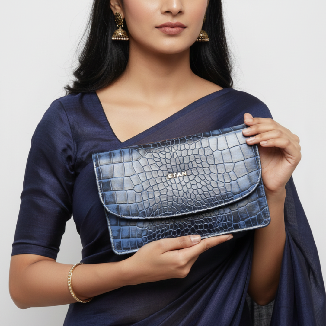 Isabella Elite Evening Clutch-cum-Sling Convertible Bag in hand Steel Blue