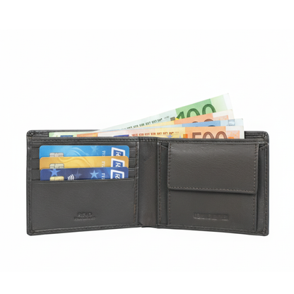 Ledger Leather Wallet & Forge Leather Belt Combo for Men (BROWN)