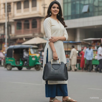 Corvia Full-Grain Top-Handle Satchel Bag