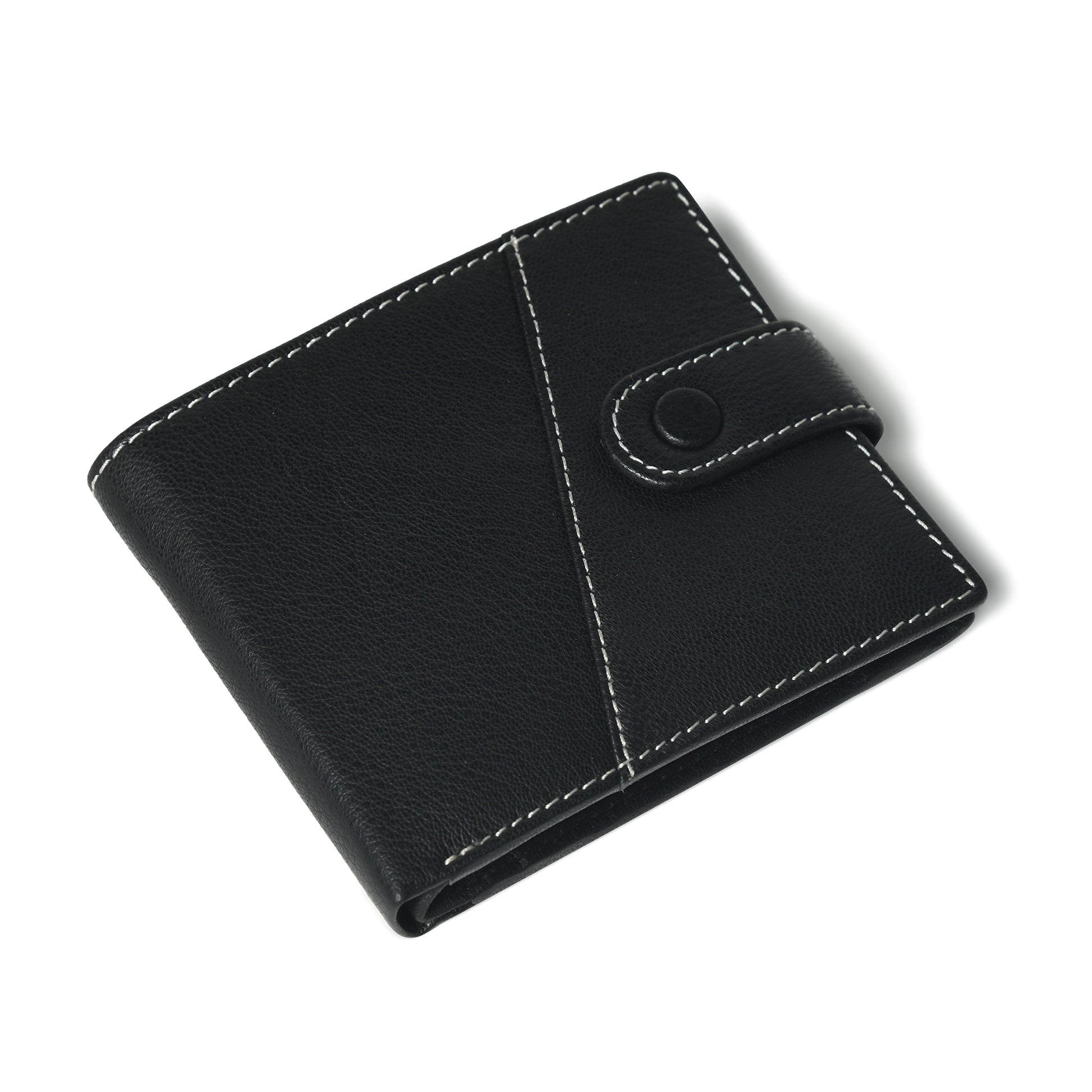 STAN Trovane Mens Bifold Leather Wallet 45 Degree Black