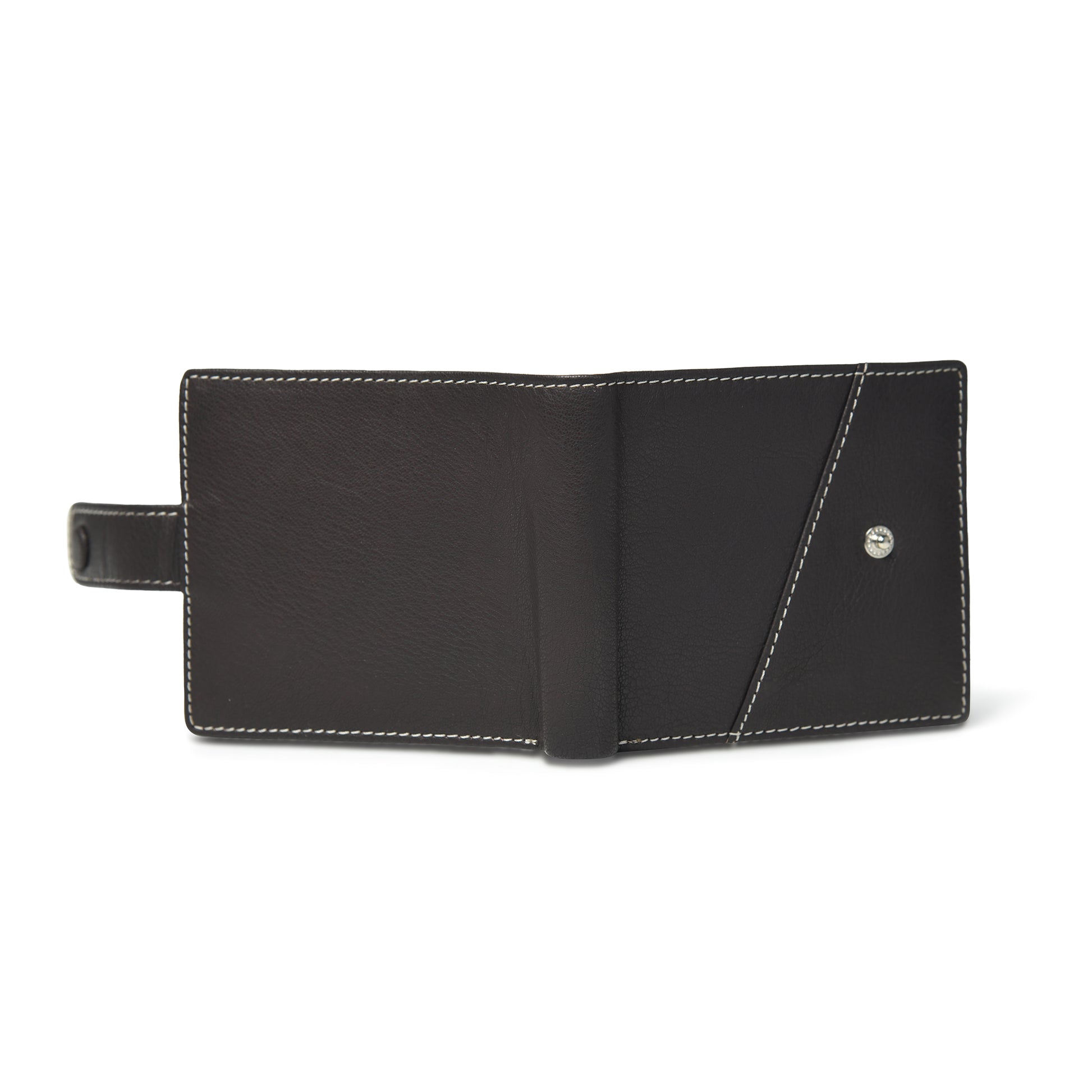 STAN Trovane Mens Bifold Leather Wallet Back Charcoal Brown