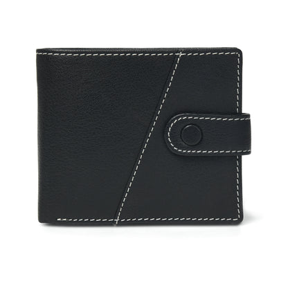 STAN Trovane Mens Bifold Leather Wallet Front Black