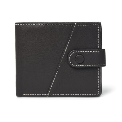 STAN Trovane Mens Bifold Leather Wallet Front Charcoal Brown