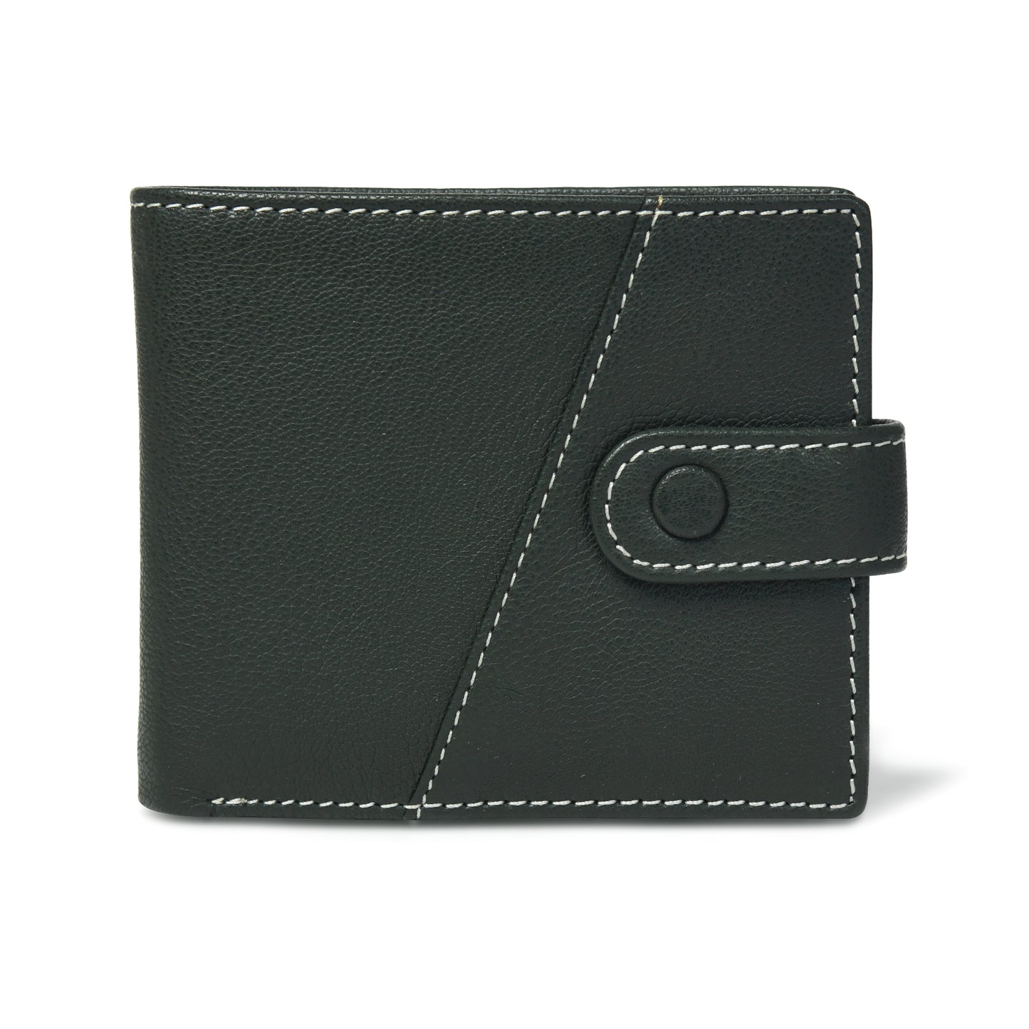 STAN Trovane Mens Bifold Leather Wallet Front Military Green