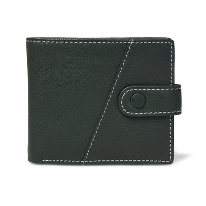 STAN Trovane Mens Bifold Leather Wallet Front Military Green