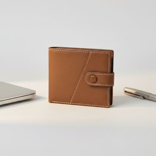 STAN Trovane Mens Bifold Leather Wallet Hero Saddle Tan