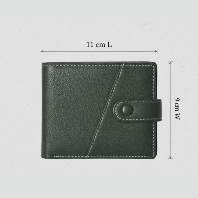 STAN Trovane Mens Bifold Leather Wallet Infographics Military Green