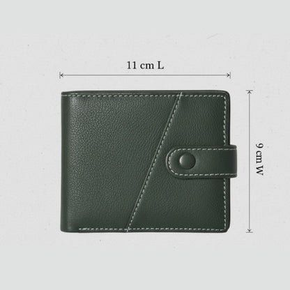 STAN Trovane Mens Bifold Leather Wallet Infographics Military Green