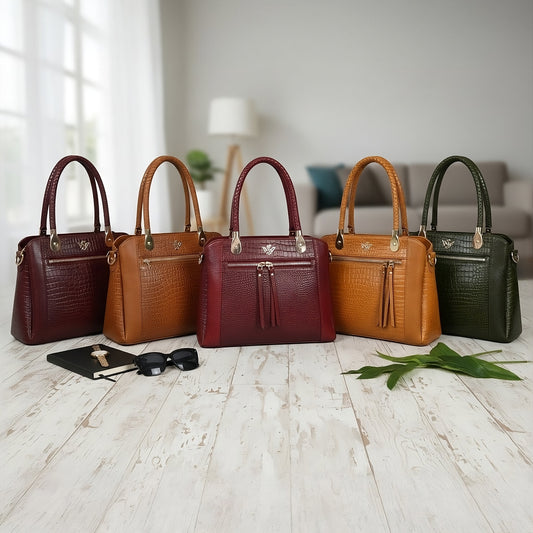 Savina Croco-Pebble Leather Handbag