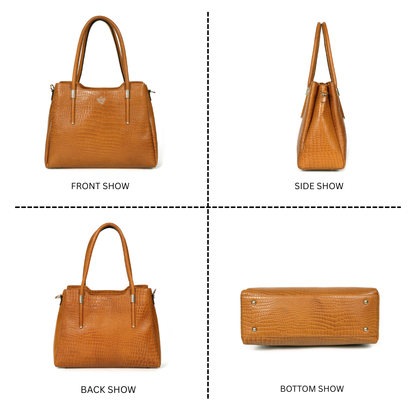 Aveline Dual Handle Croc-Pebble Leather Bag