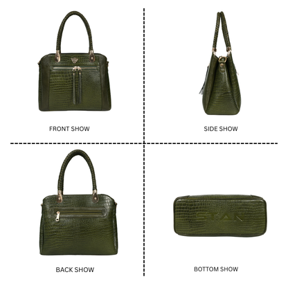 Savina Croco-Pebble Leather Handbag